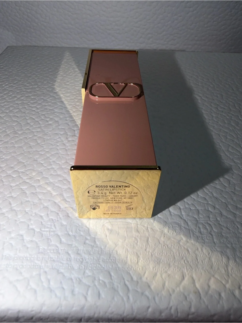 Valentino Satin Lipstick — Nude Caress (peachy nude)